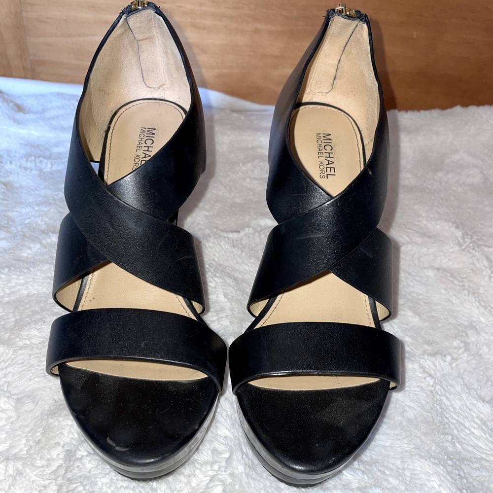 Michael Kors Black Open Toe Heels 6